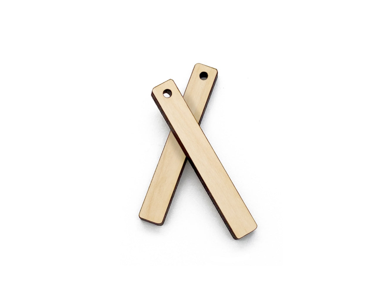 a pair of bar-shaped wood or acrylic jewelry charm blanks