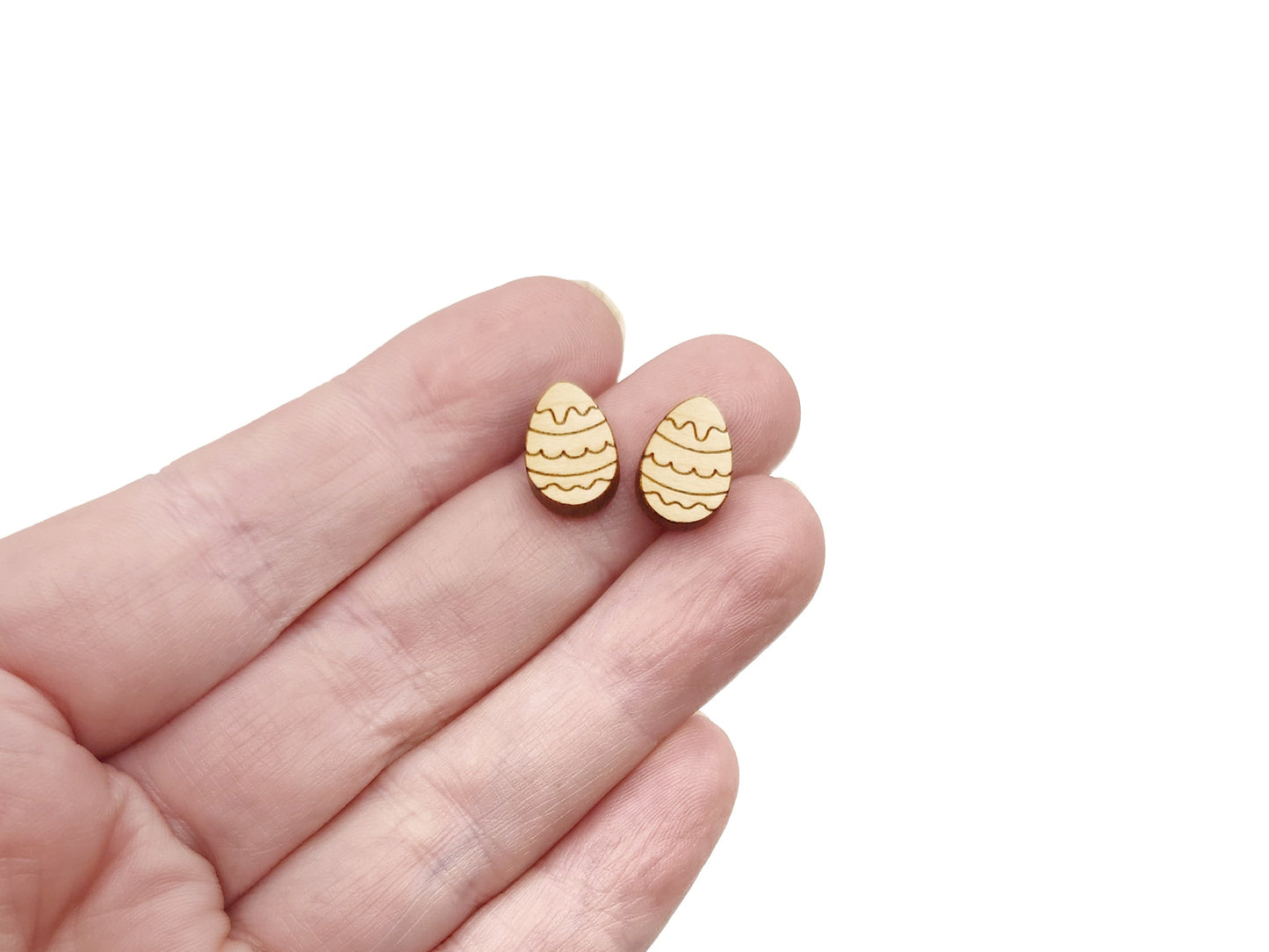 Decorative Easter Egg Wood Cabochon Stud Earring Blanks