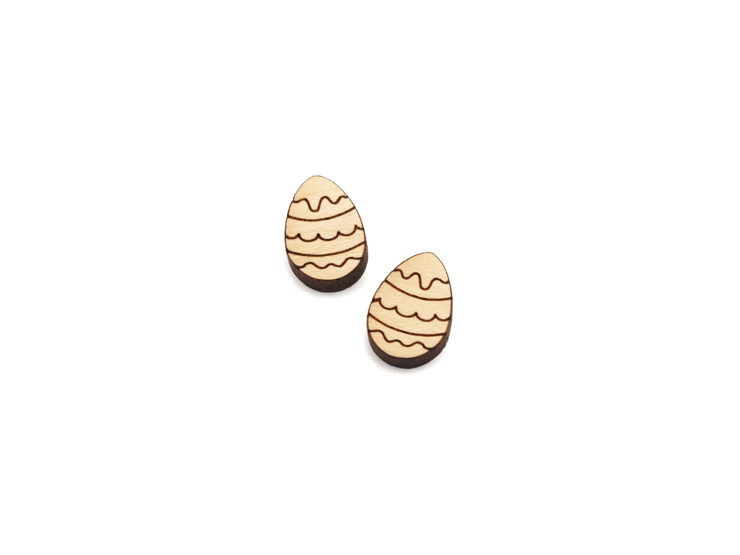 Decorative Easter Egg Wood Cabochon Stud Earring Blanks