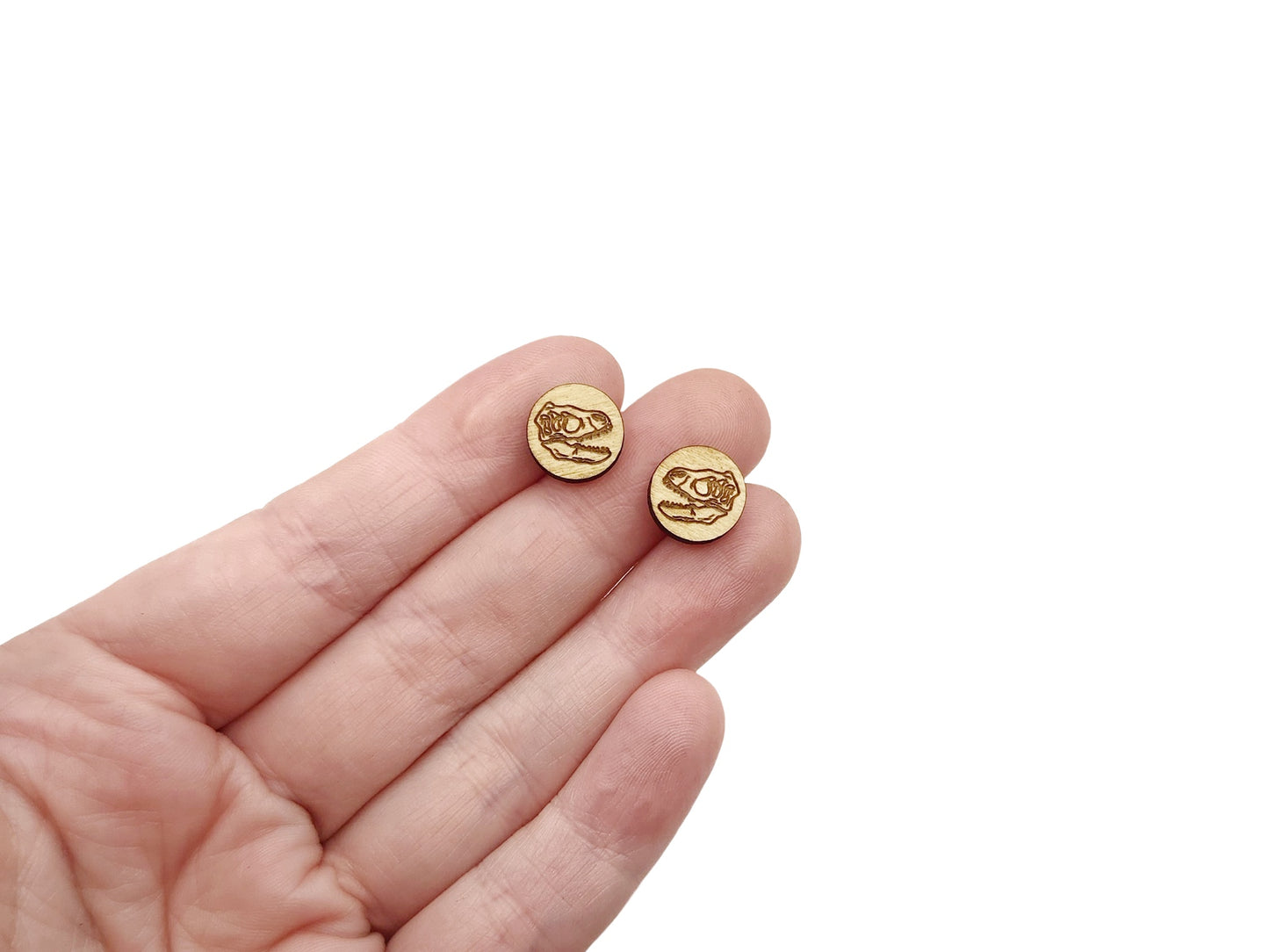Dinosaur Bones Round Wood Cabochon Stud Earring Blanks