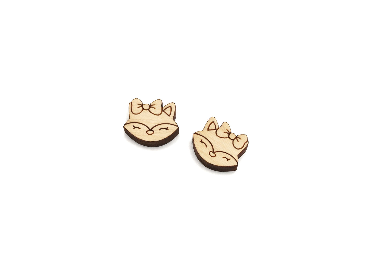 Cute Fox Wood Cabochon Stud Earring Blanks