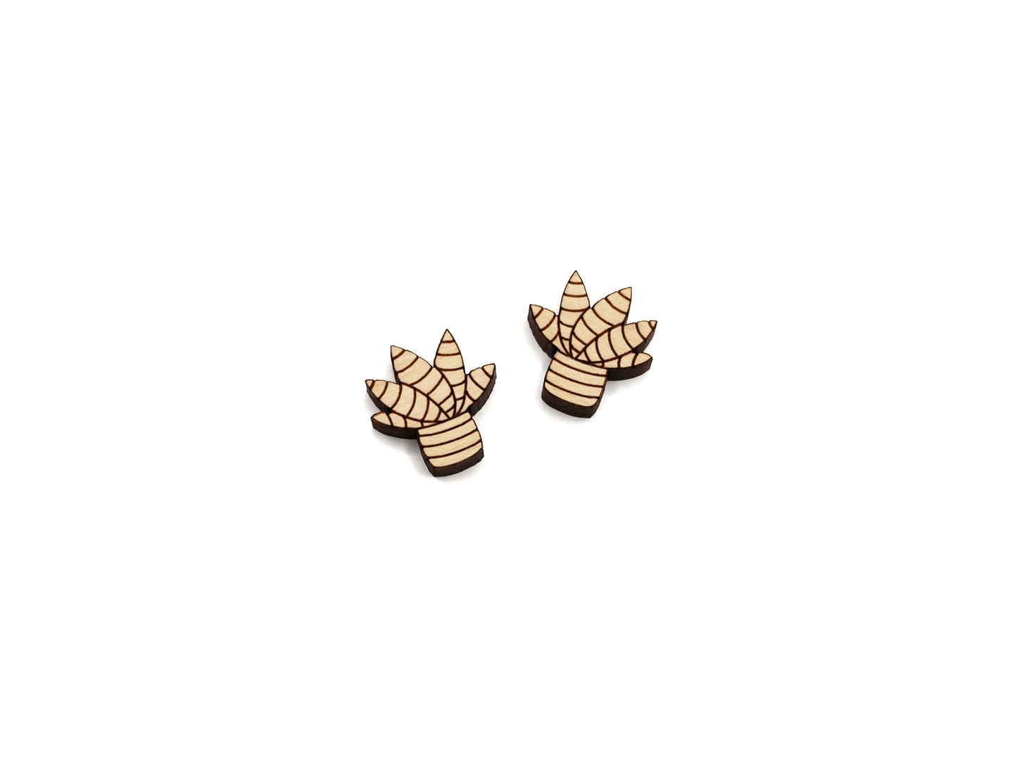 Aloe Plant Wood Cabochon Stud Earring Blanks
