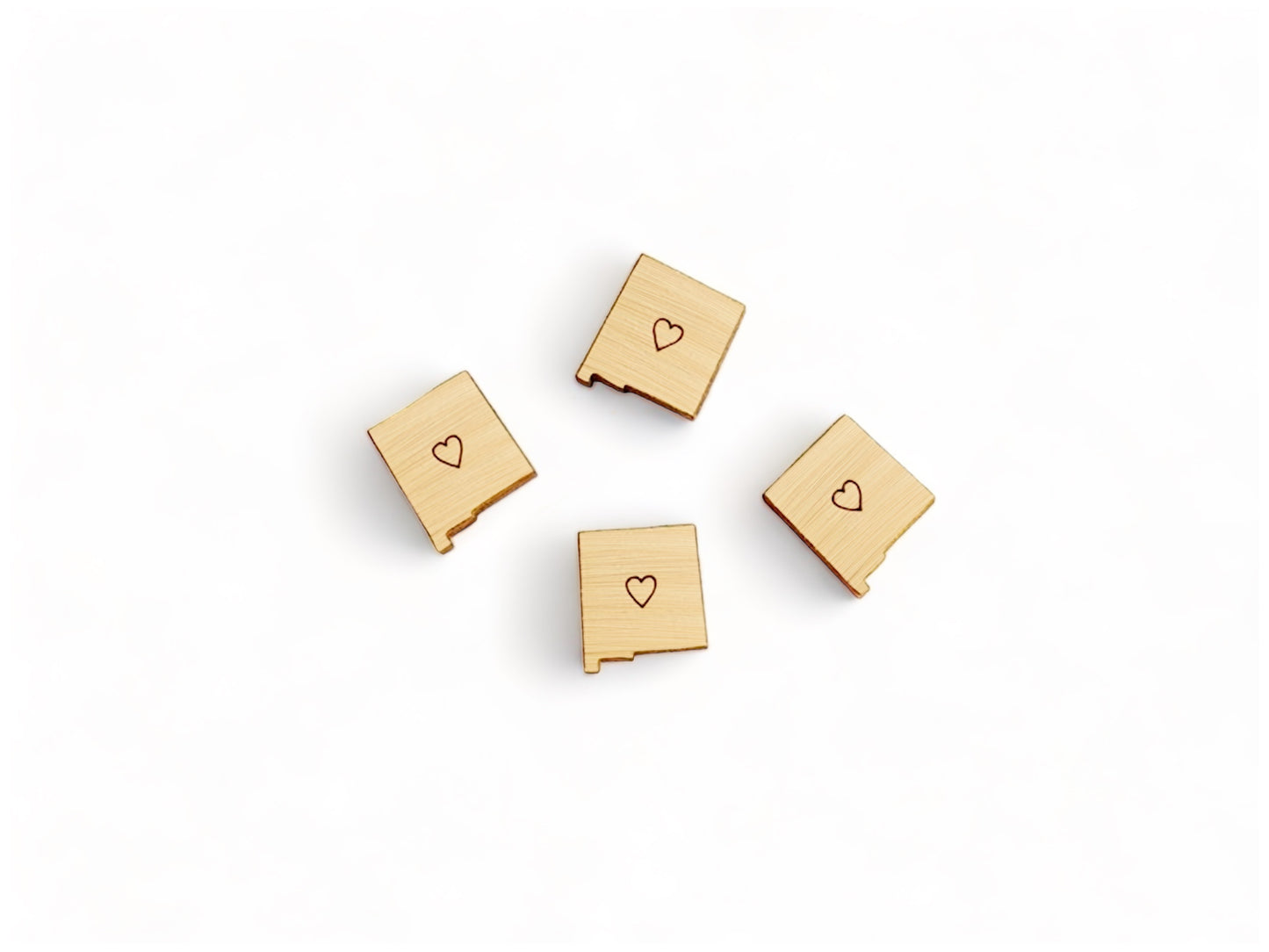 Heart New Mexico Wood Cabochon Stud Earring Blanks
