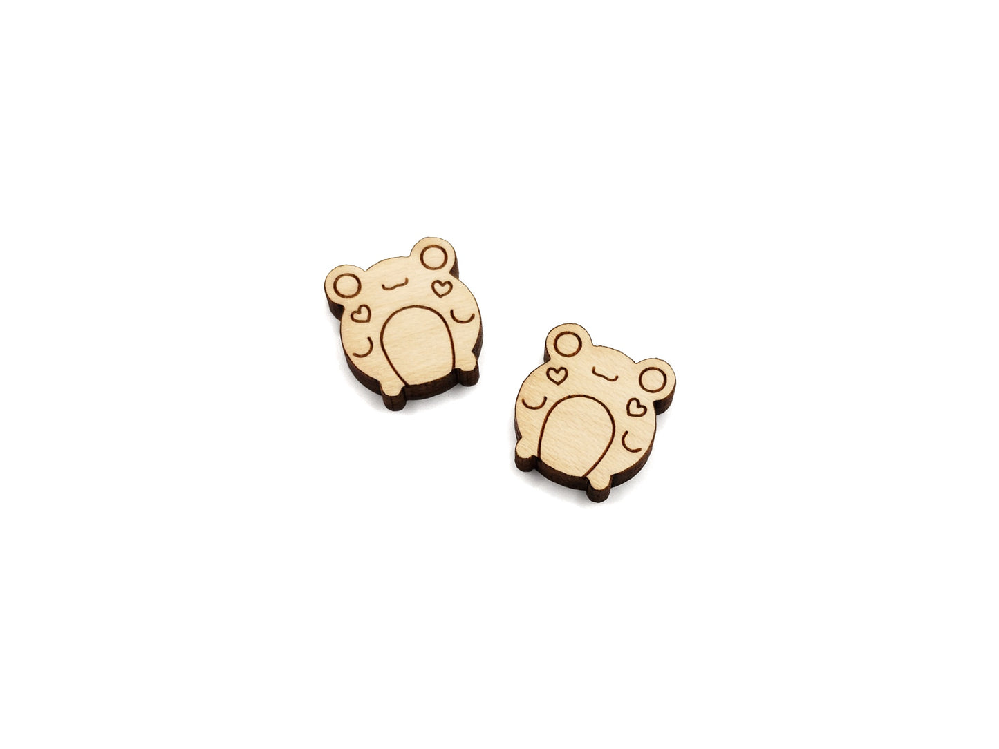Cute Frog Wood Cabochon Stud Earring Blanks