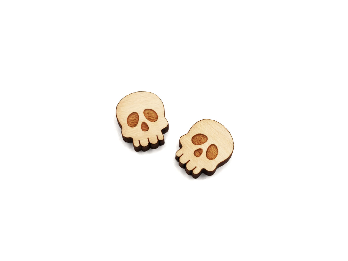 Spooky Skull Wood Cabochon Stud Earring Blanks