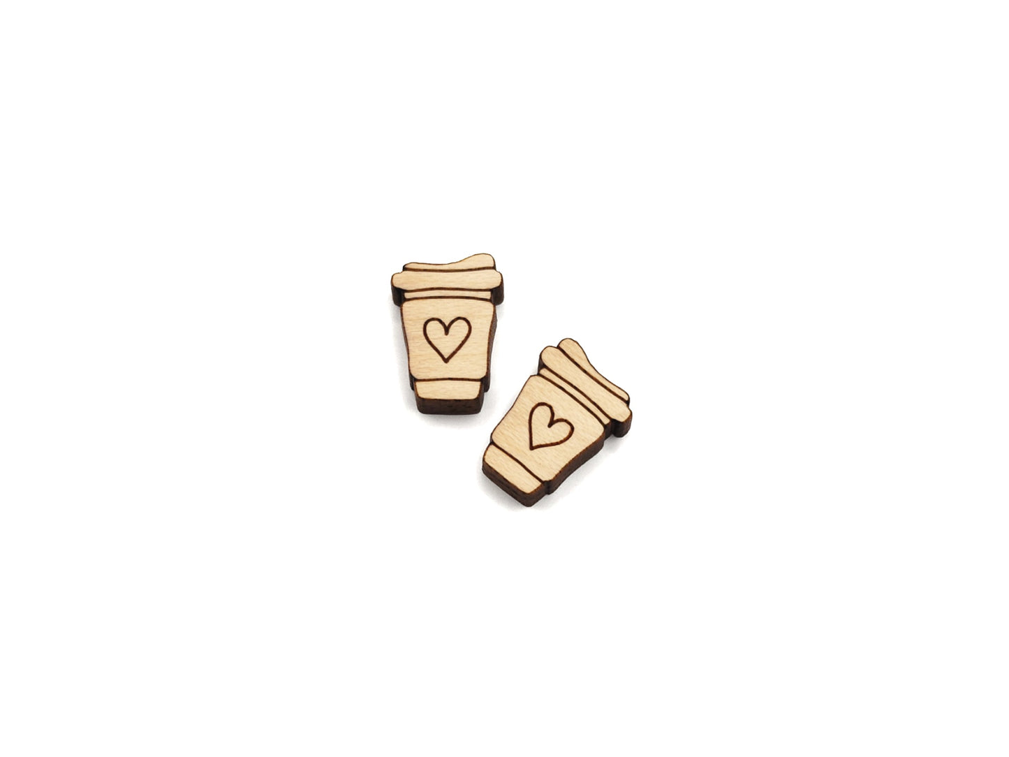 Love Coffee Wood Cabochon Stud Earring Blanks