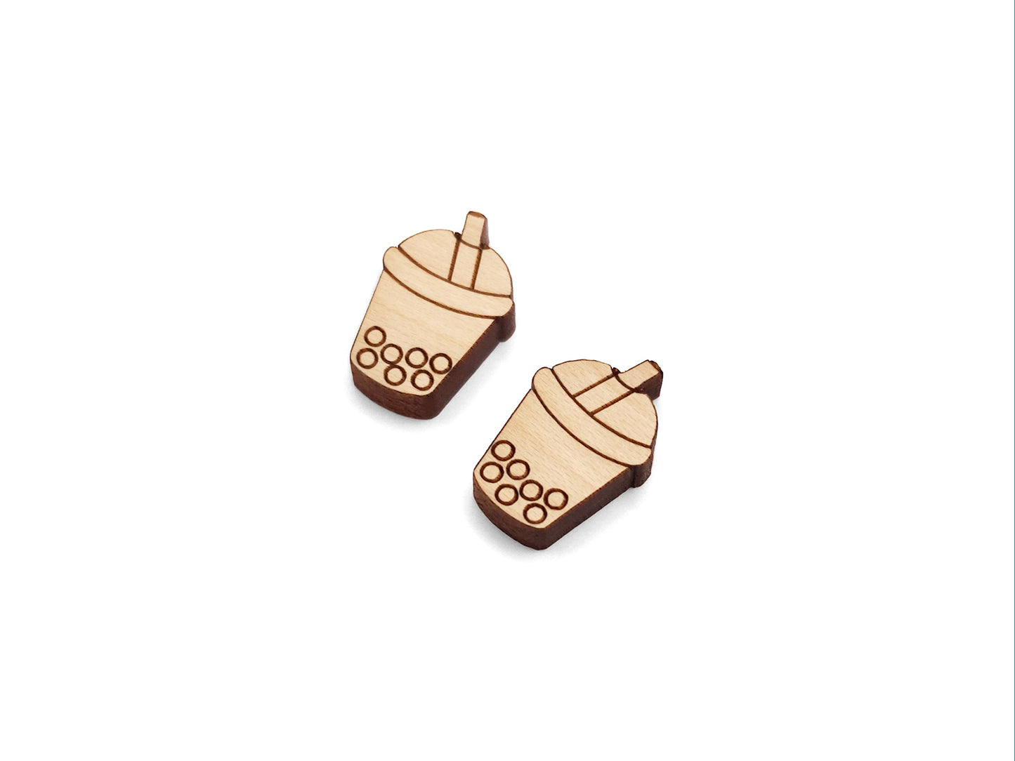 Boba Tea Wood Cabochon Stud Earring Blanks