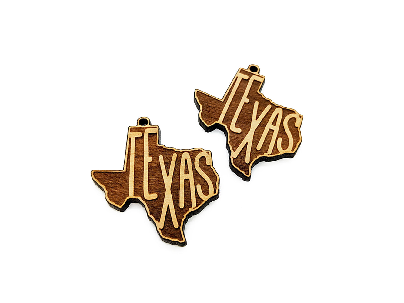Texas Letters Engraved Wood Jewelry Charm Blanks