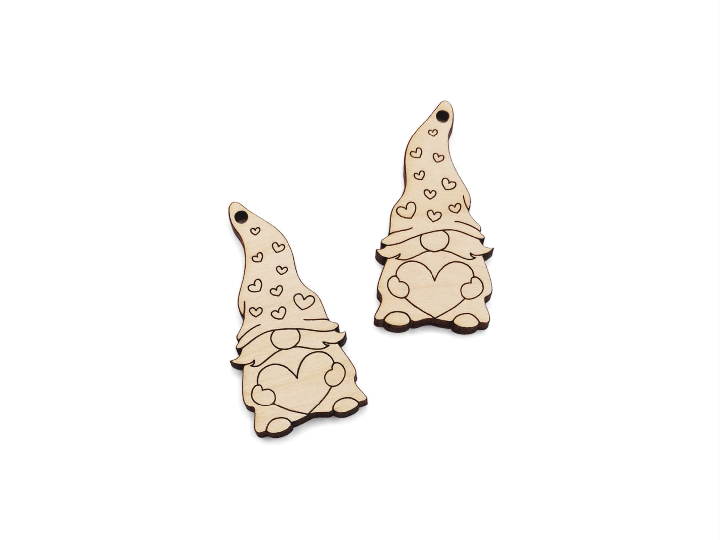 Valentine Gnome Wood Earring & Jewelry Charm Blanks