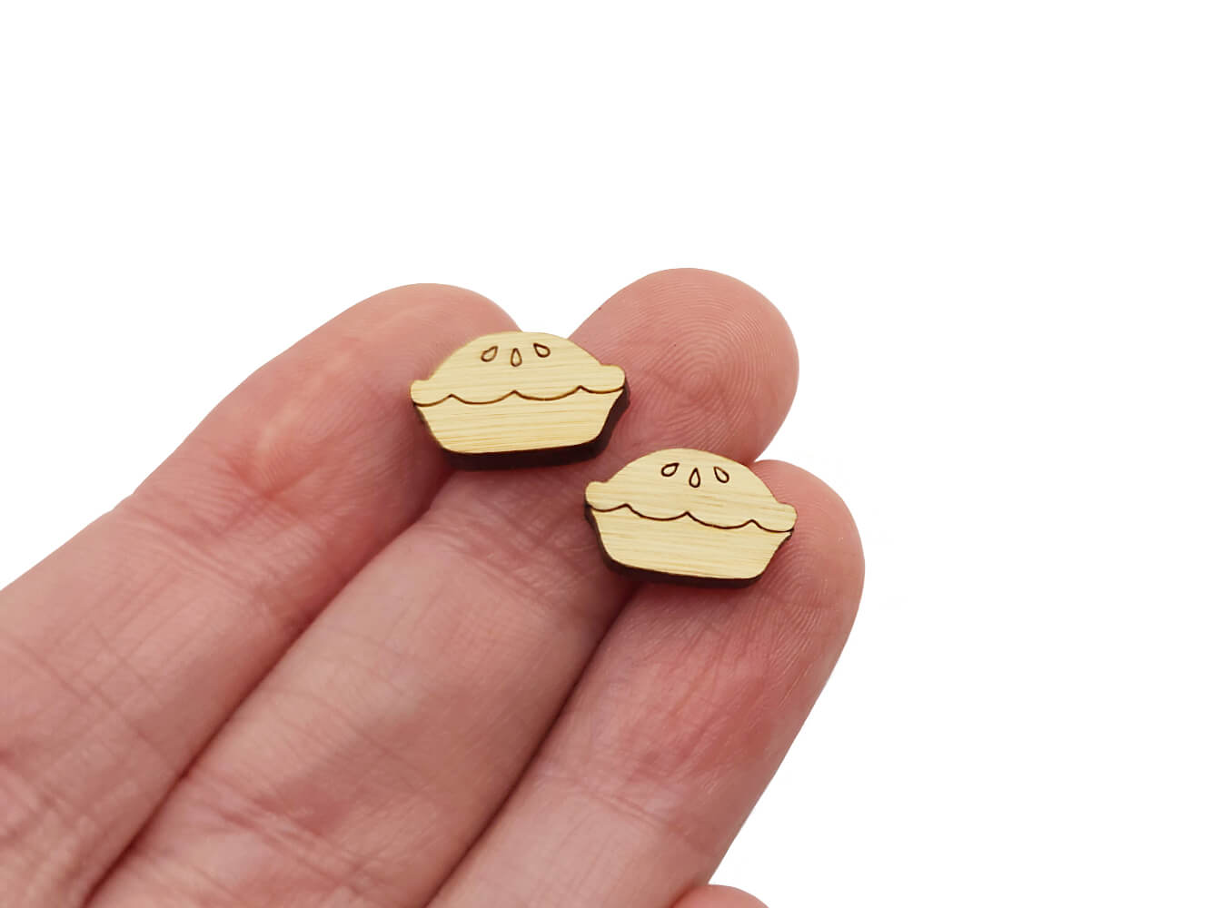 Apple Pie Earring Engraved Wood Cabochon Blanks
