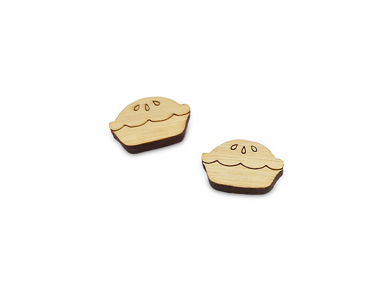 Apple Pie Earring Engraved Wood Cabochon Blanks