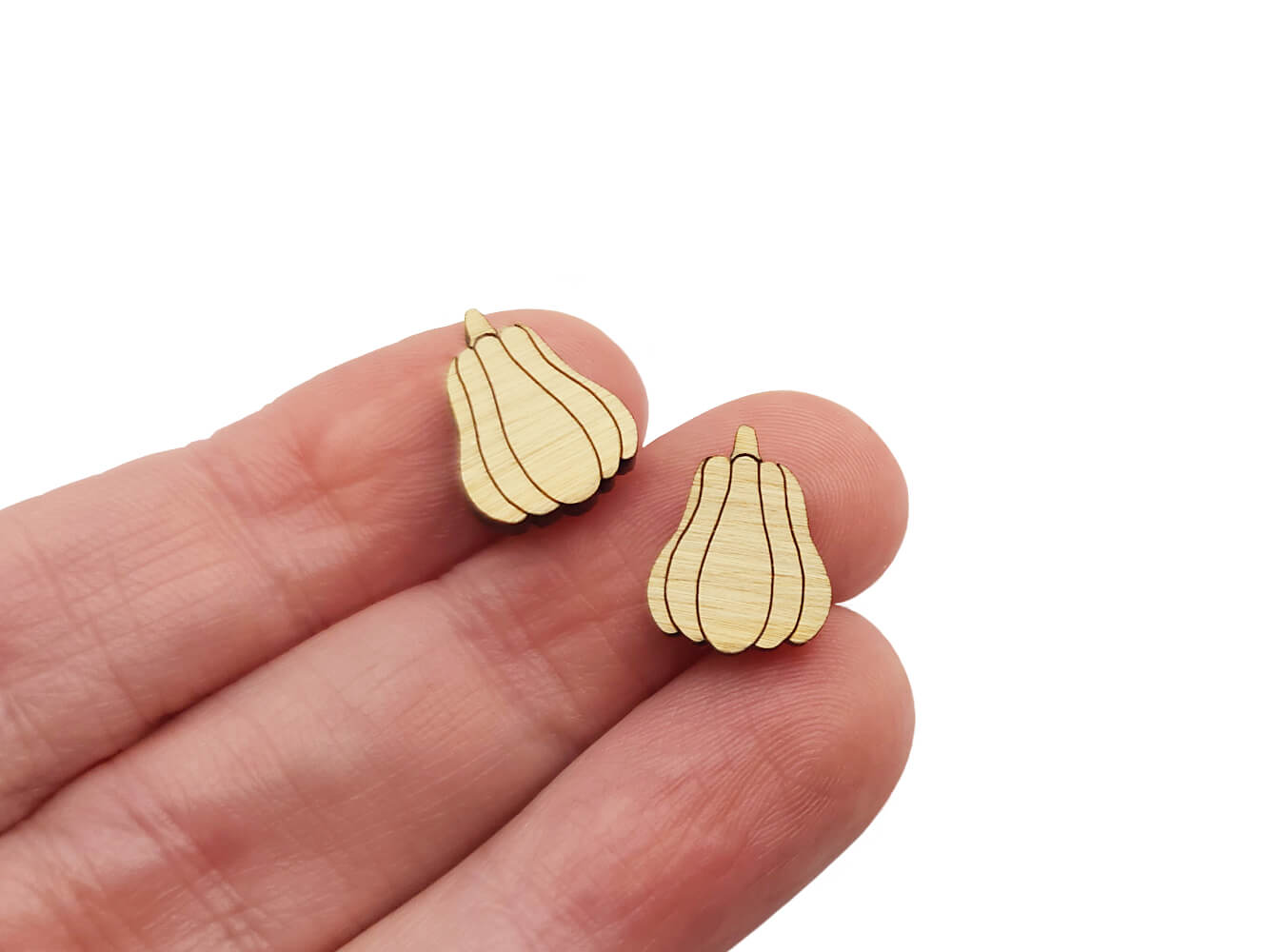 Autumn Pumpkin Earring Engraved Wood Cabochon Blanks