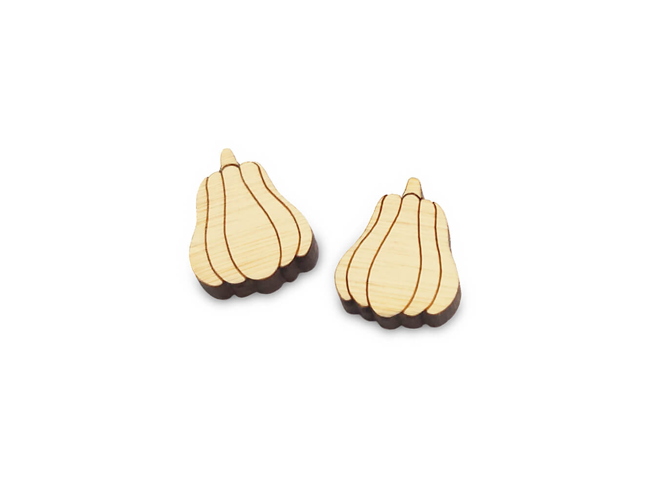 Autumn Pumpkin Earring Engraved Wood Cabochon Blanks