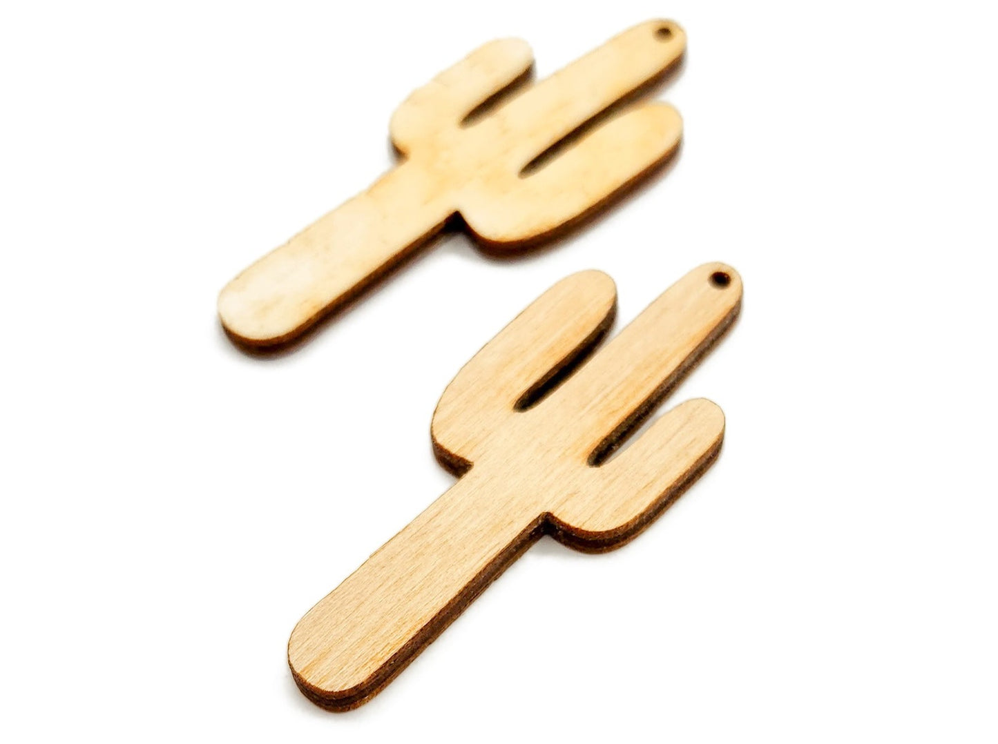 Skinny Cactus Wood or Acrylic Jewelry Charm Blanks