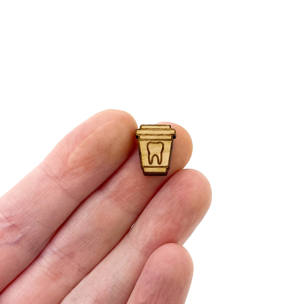 Dentist Latte Engraved Wood Cutout Cabochon Stud Earring Blanks