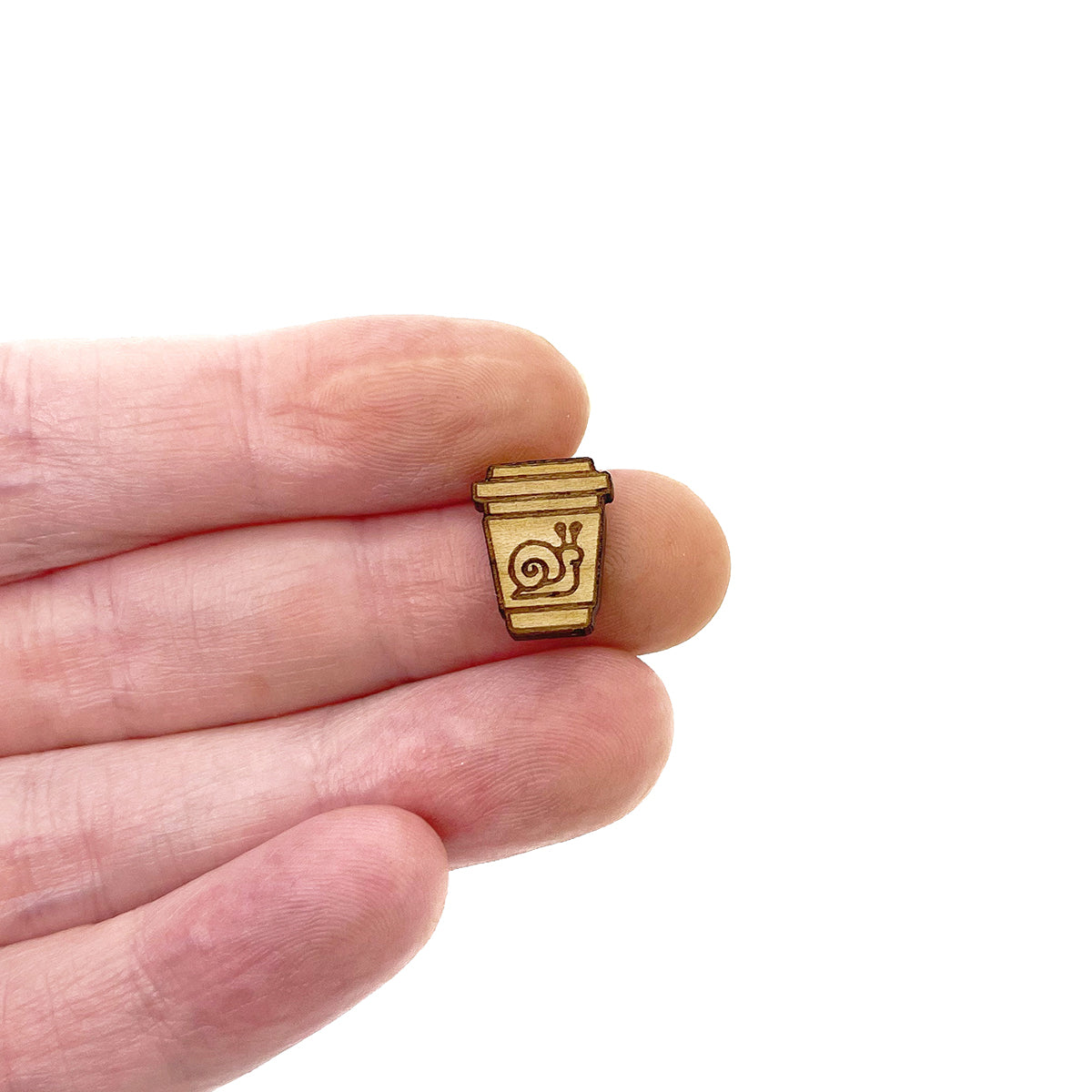 Snail Latte Engraved Wood Cutout Cabochon Stud Earring Blanks