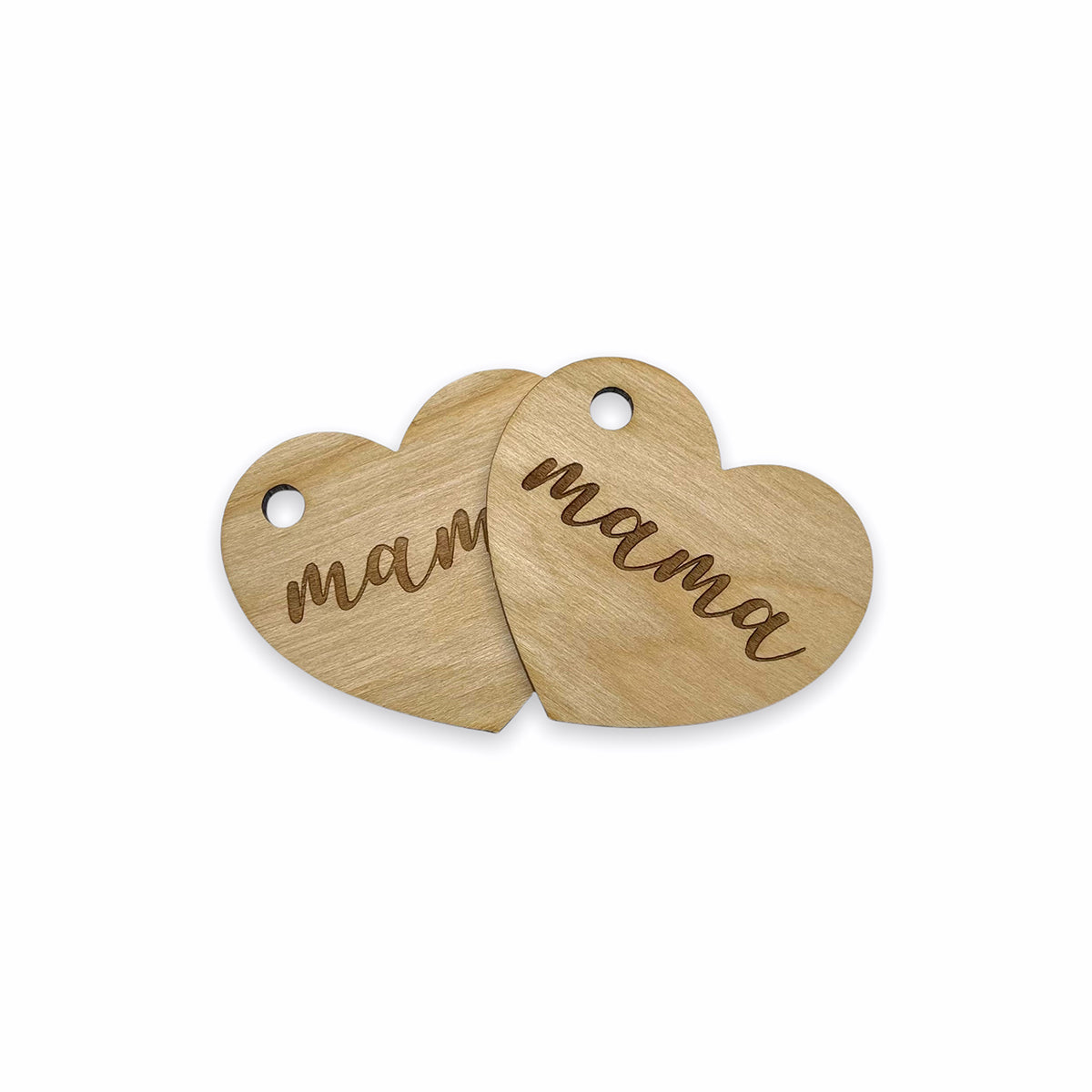 Mama Engraved Heart Shaped Wood Keychain Charm Blanks