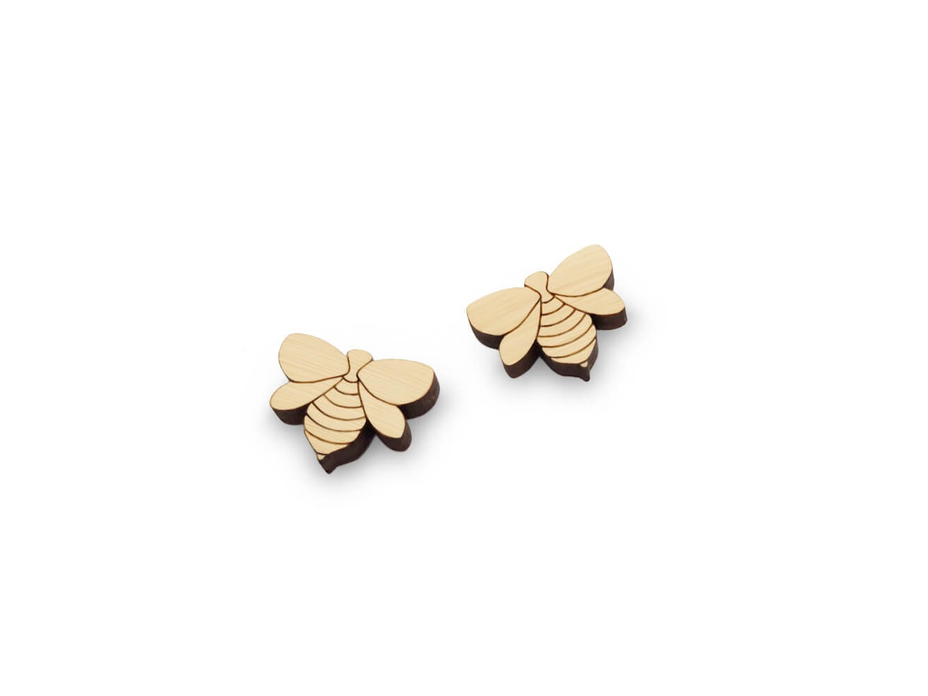 Honey Bee Engraved Wood Stud Earring Cabochon Blanks