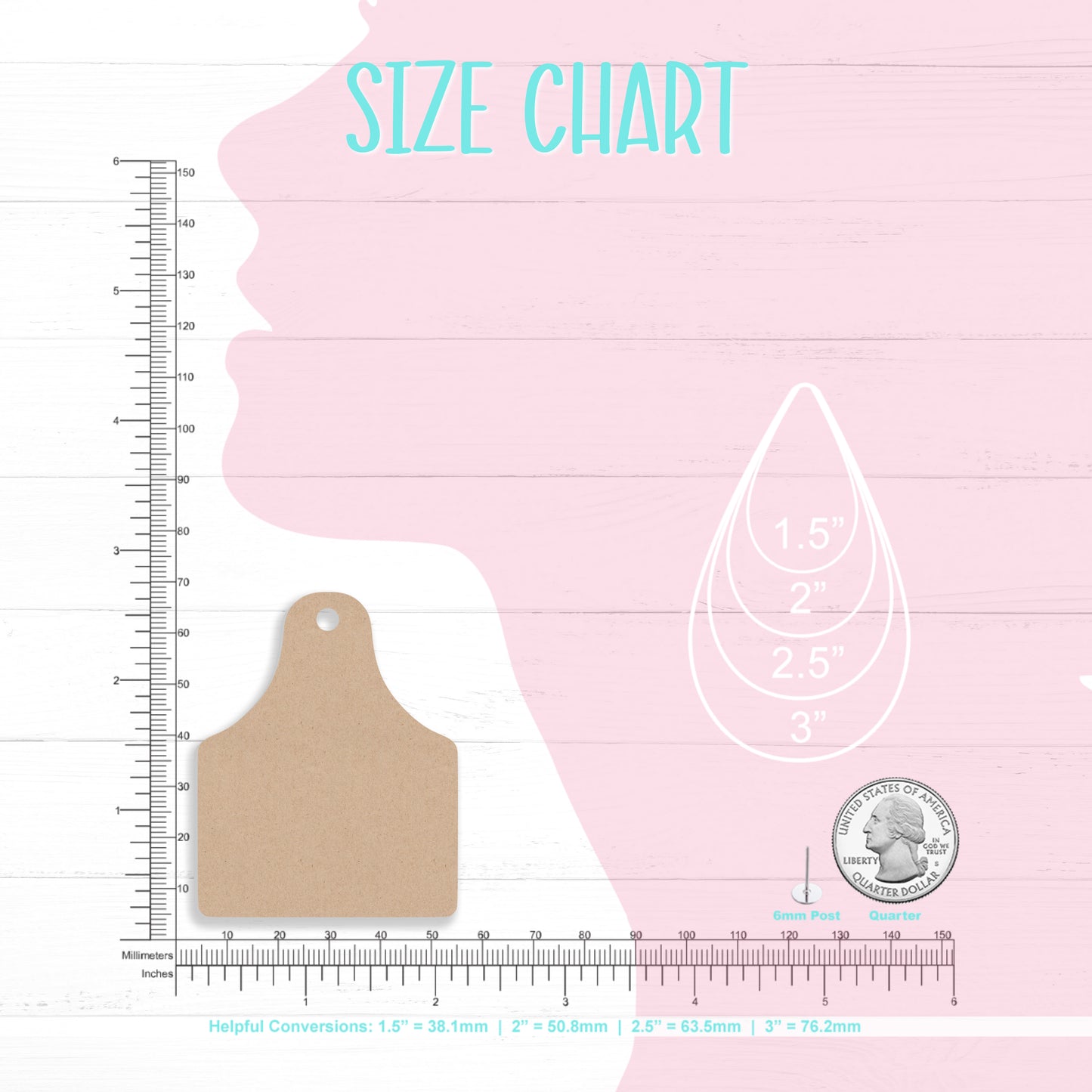 White Acrylic Double Sided Sublimation Blanks for Keychains in Cow Tag Shape