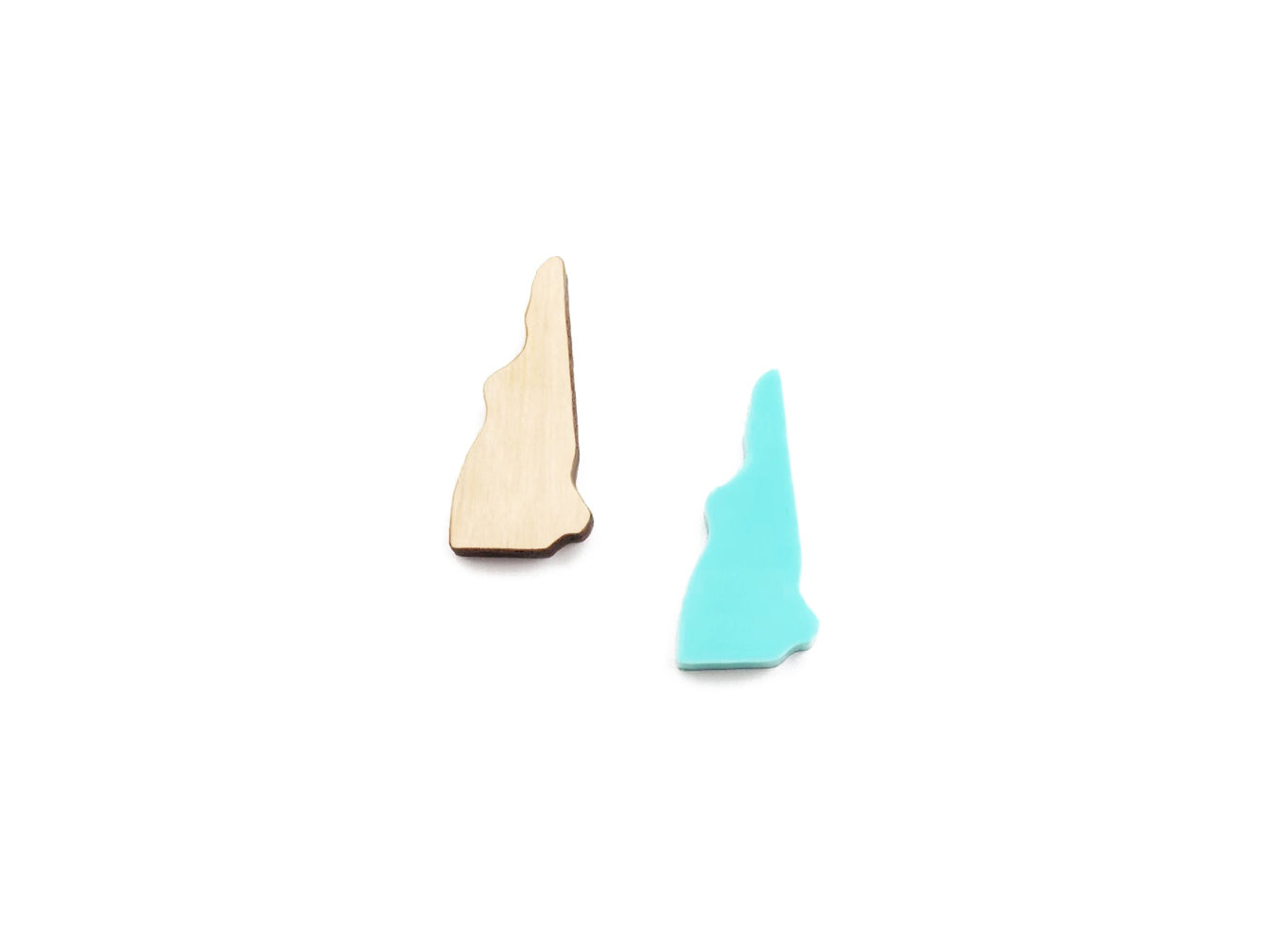 These New Hampshire shaped laser cut wood or acrylic cabochon blanks are the perfect size to create stud earrings. Wood can be painted or stained, and acrylic is available in a wide variety of colors, including glitter.