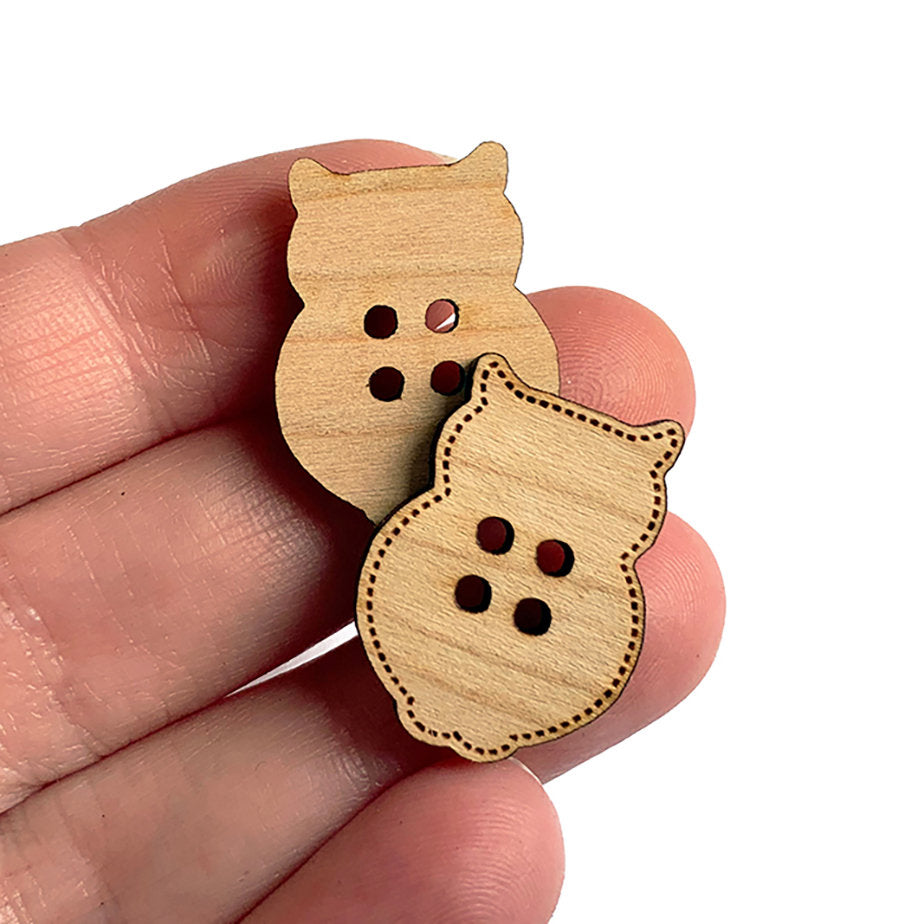 Owl Shaped Wood Button Blanks