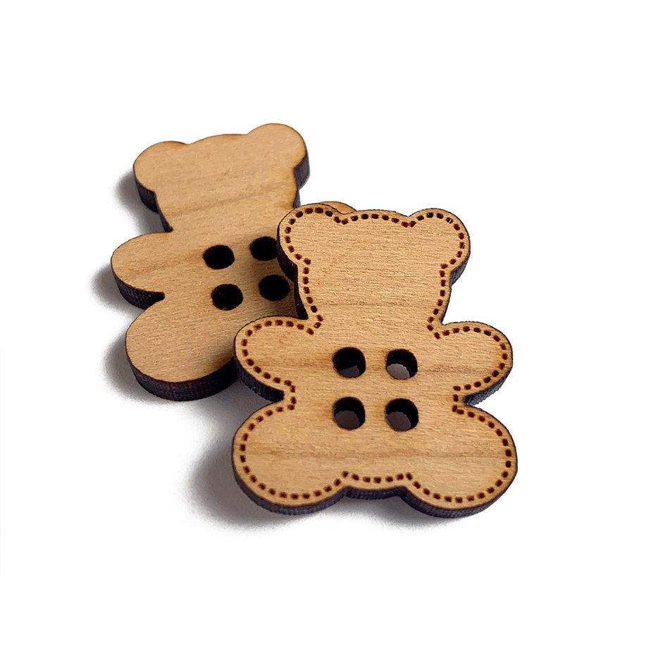 Teddy Bear Wood Button Blanks