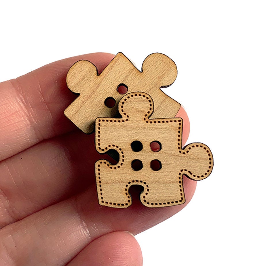 Puzzle Piece Shaped Wood Button Blanks
