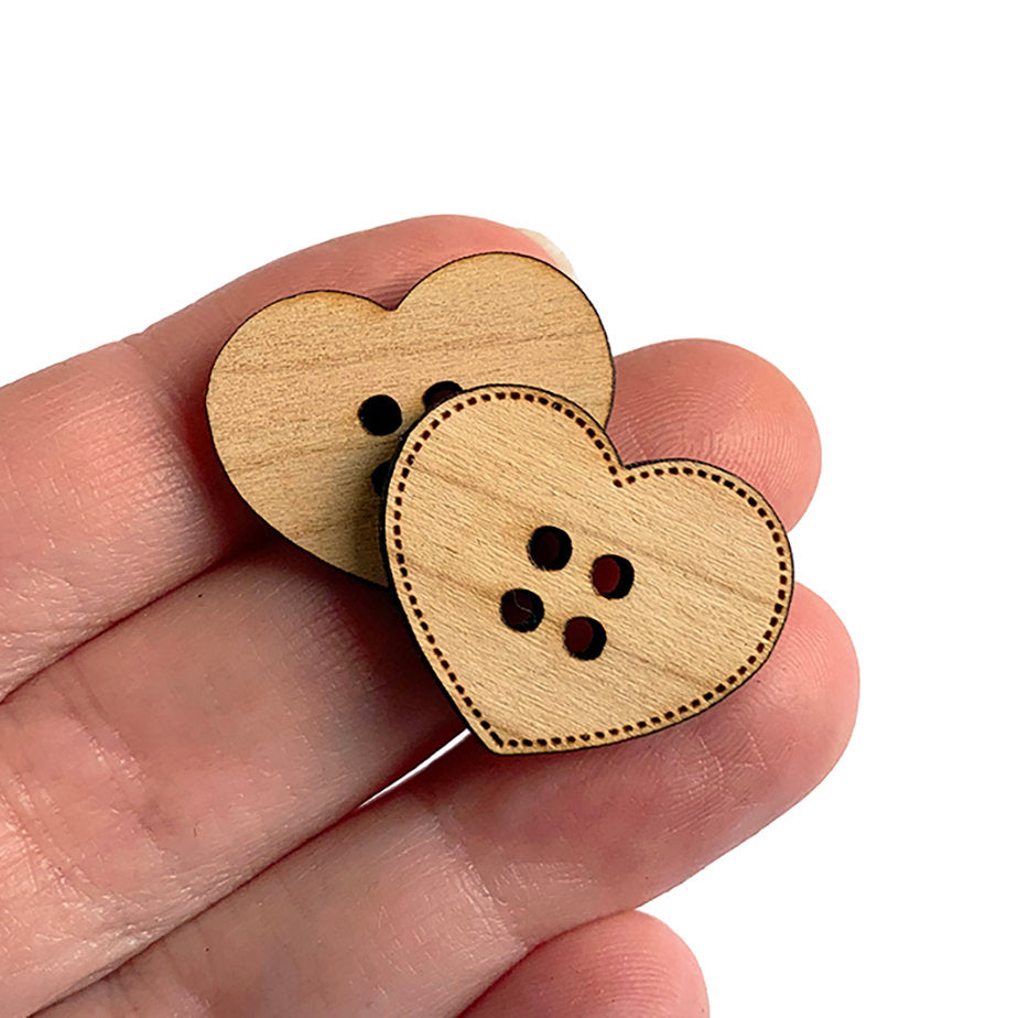 Heart Shaped Wood Button Blanks