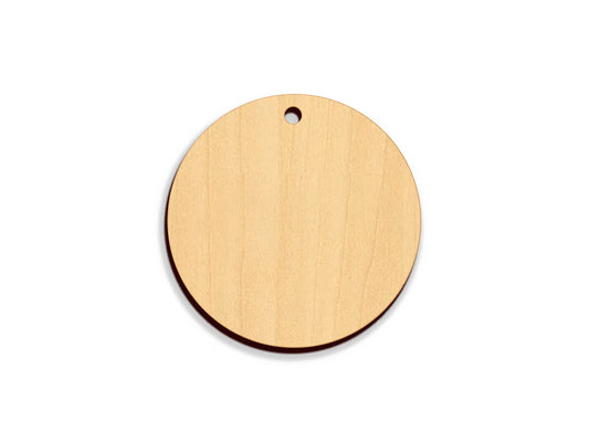 a round wooden cutting board on a white background