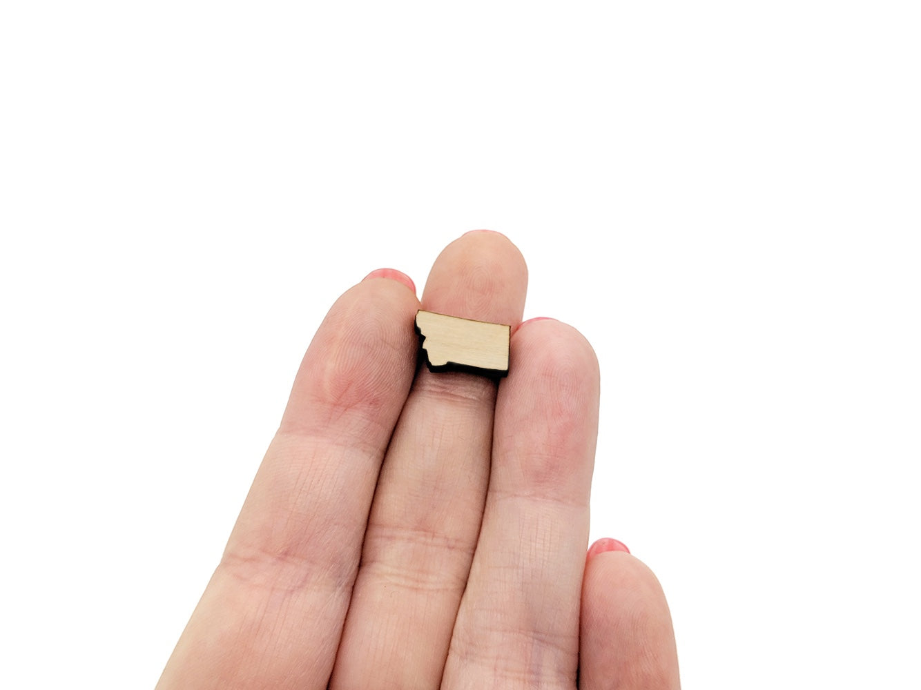 a person's hand holding a tiny piece of wood