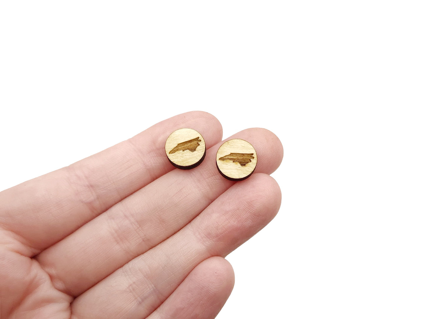 North Carolina Round Wood Cabochon Stud Earring Blanks