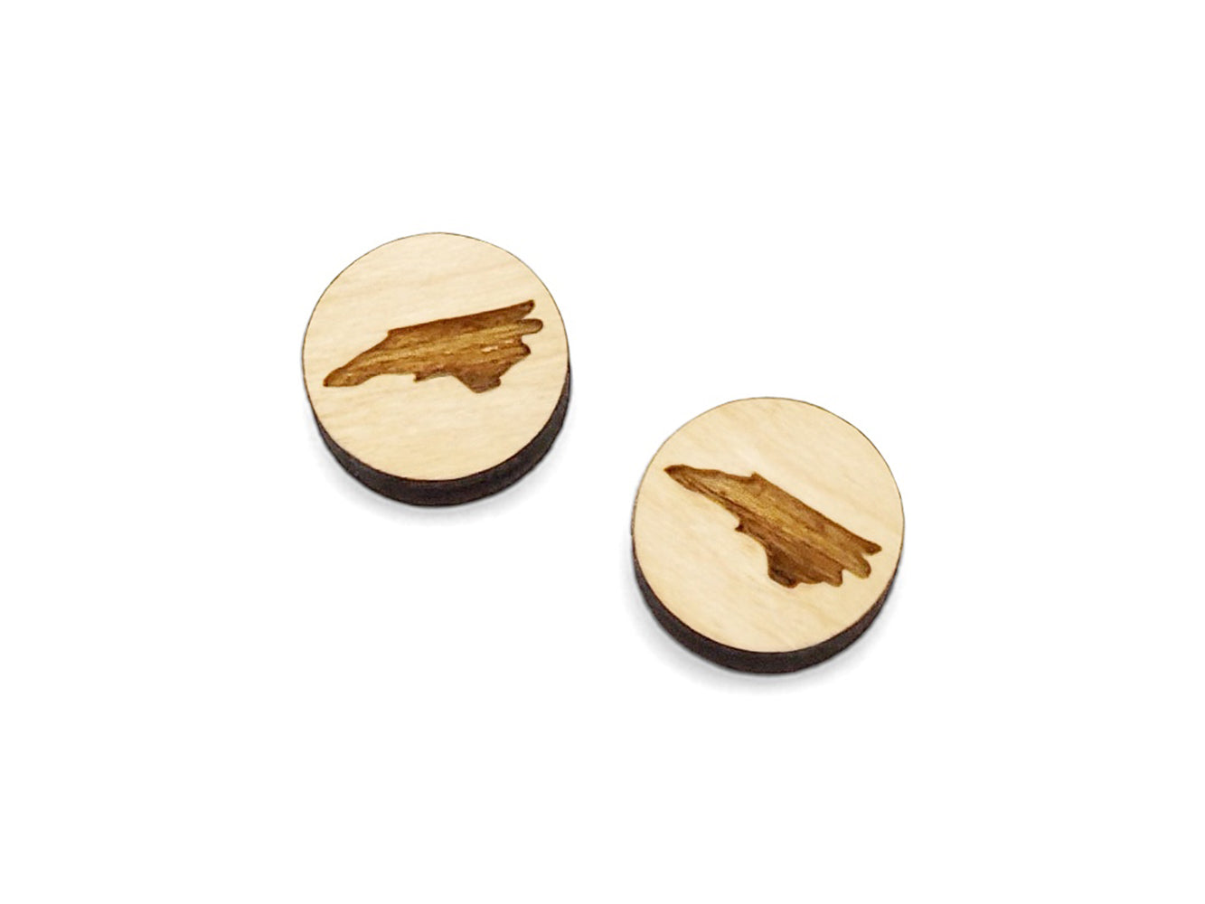 North Carolina Round Wood Cabochon Stud Earring Blanks