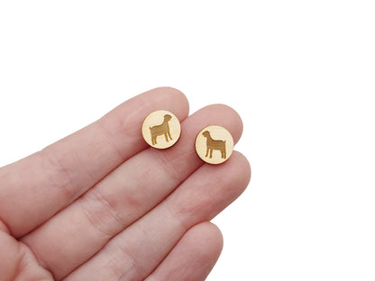 Nubian Goat Silhouette Round Wood Cutout Cabochon Earring Blanks