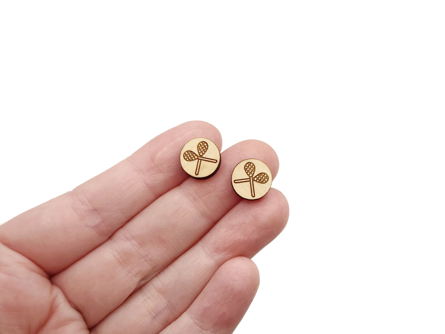Lacrosse Round Wood Cabochon Stud Earring Blanks