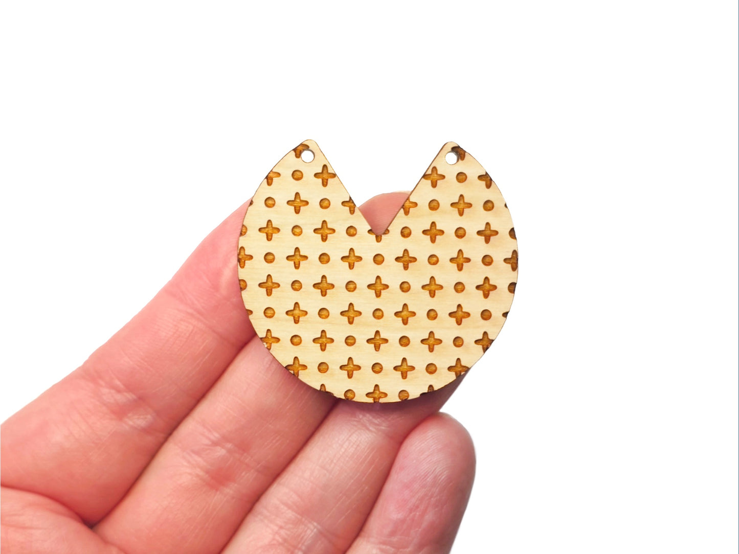 Crosses & Dots Round Chevron Wood Earring Blanks