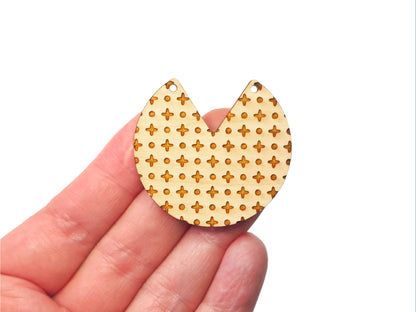 Crosses & Dots Round Chevron Wood Earring Blanks