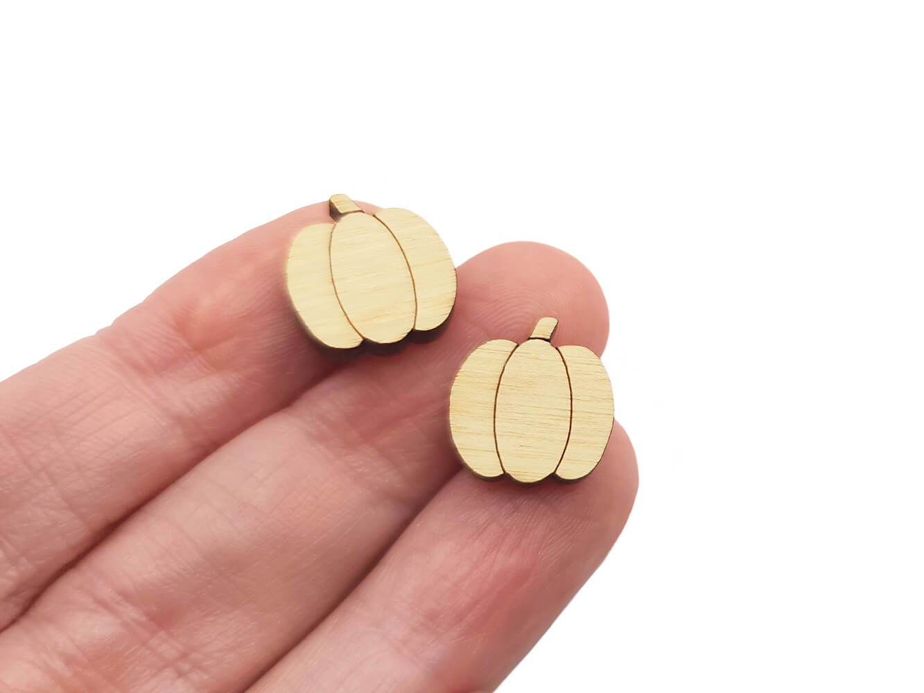Simple Pumpkin Earring Engraved Wood Cabochon Blanks