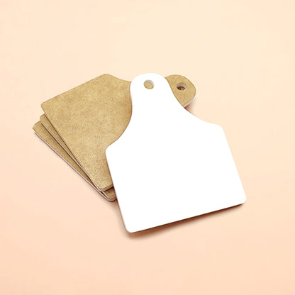 White Acrylic Double Sided Sublimation Blanks for Keychains in Cow Tag Shape