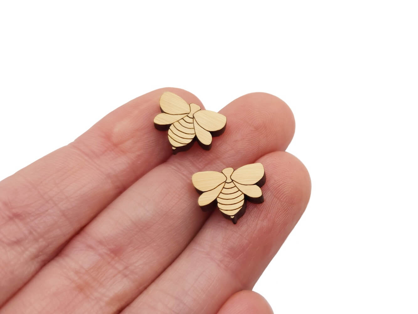 Honey Bee Engraved Wood Stud Earring Cabochon Blanks