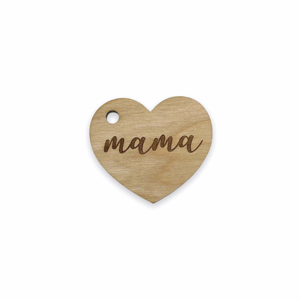 Mama Engraved Heart Shaped Wood Keychain Charm Blanks
