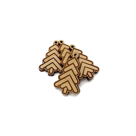Modern Christmas Tree Engraved Wood Jewelry Charm Blanks