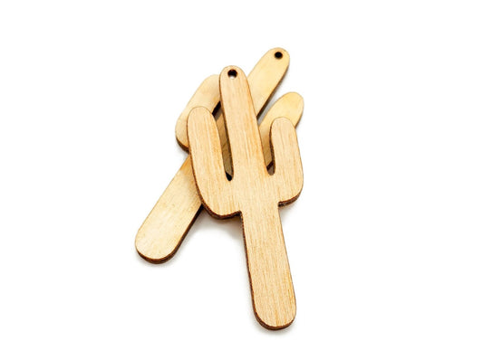 Skinny Cactus Wood or Acrylic Jewelry Charm Blanks