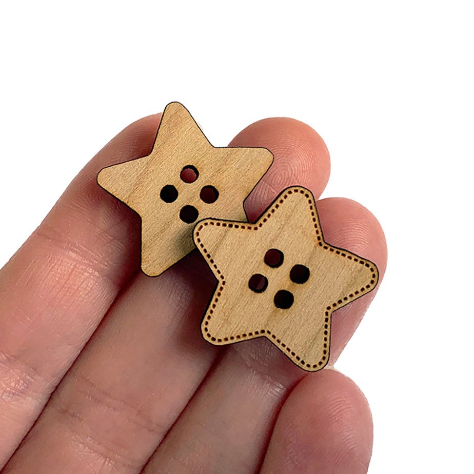 Star Shaped  Wood Button Blanks