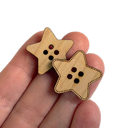 Star Shaped  Wood Button Blanks