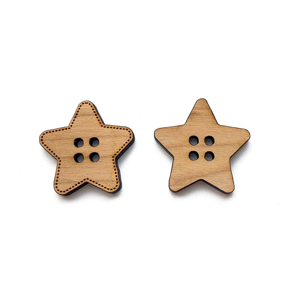Star Shaped  Wood Button Blanks