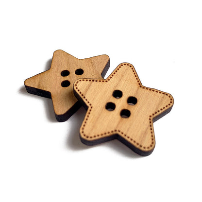 Star Shaped  Wood Button Blanks